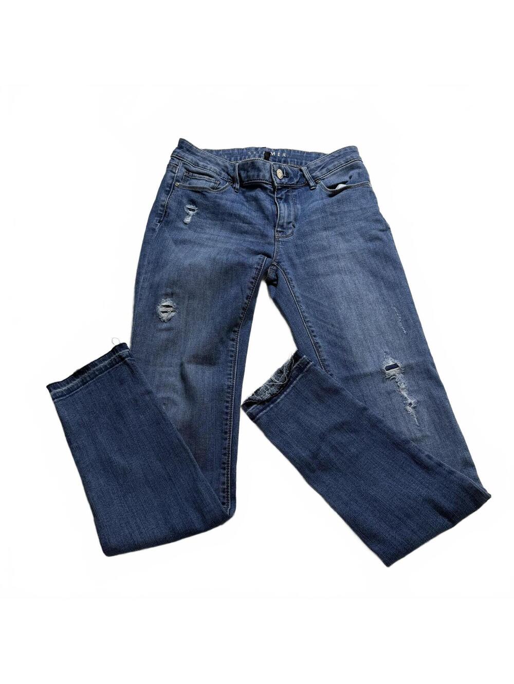 WHITE HOUSE BLACK MARKET The Skimmer Size 4 Skinny Distressed Luxury Jeans
